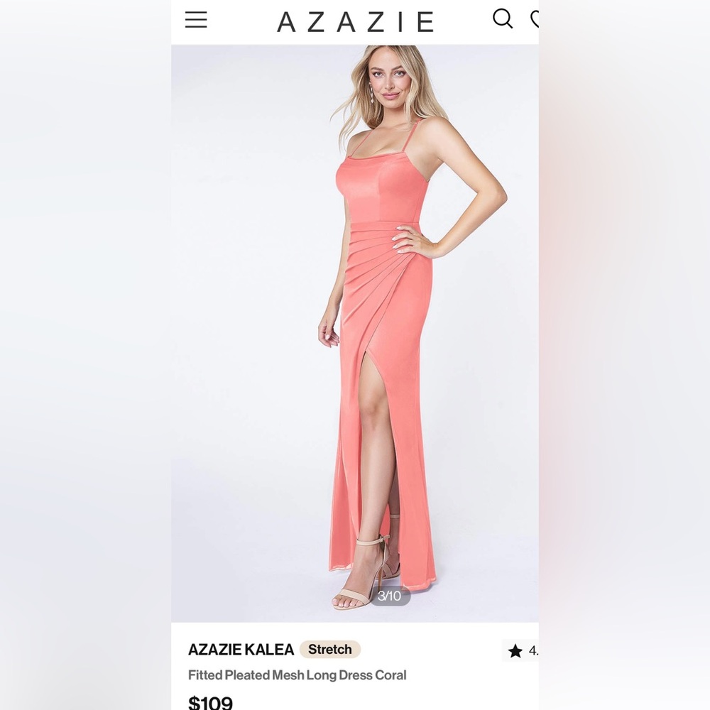 Azazie coral bridesmaid dress
